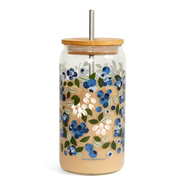 Blueberry Field Glass Can - Zinnias Gift Boutique