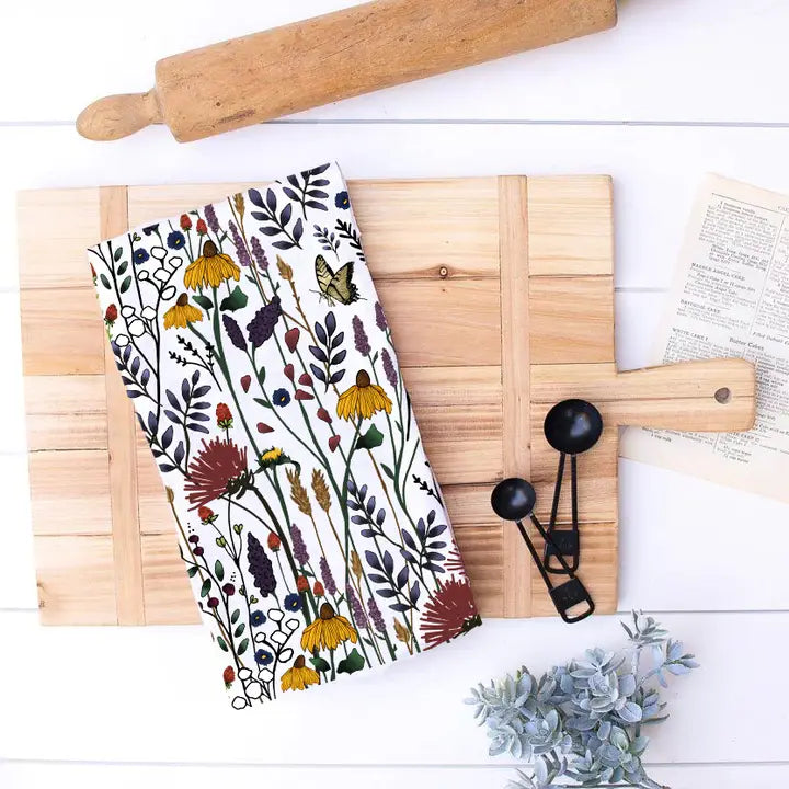 Blooming Garden Tea Towel - Zinnias Gift Boutique