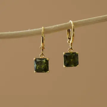 Square Birthstone Huggies - Zinnias Gift Boutique