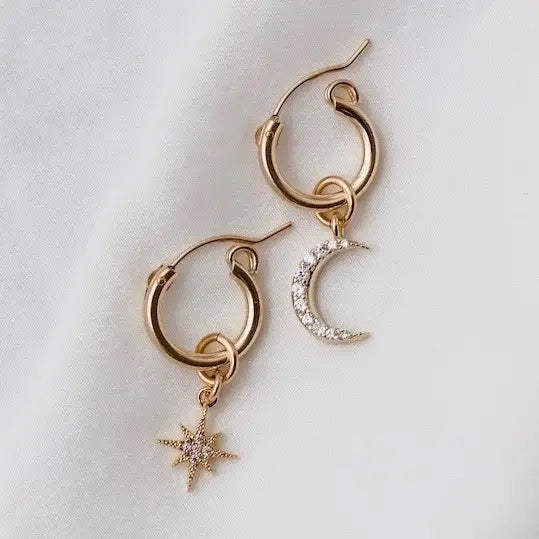 Celestial Star And Moon Hoops - Zinnias Gift Boutique