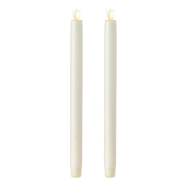 12.5" Moving Flame set/2 Ivory Taper Candles - Zinnias Gift Boutique