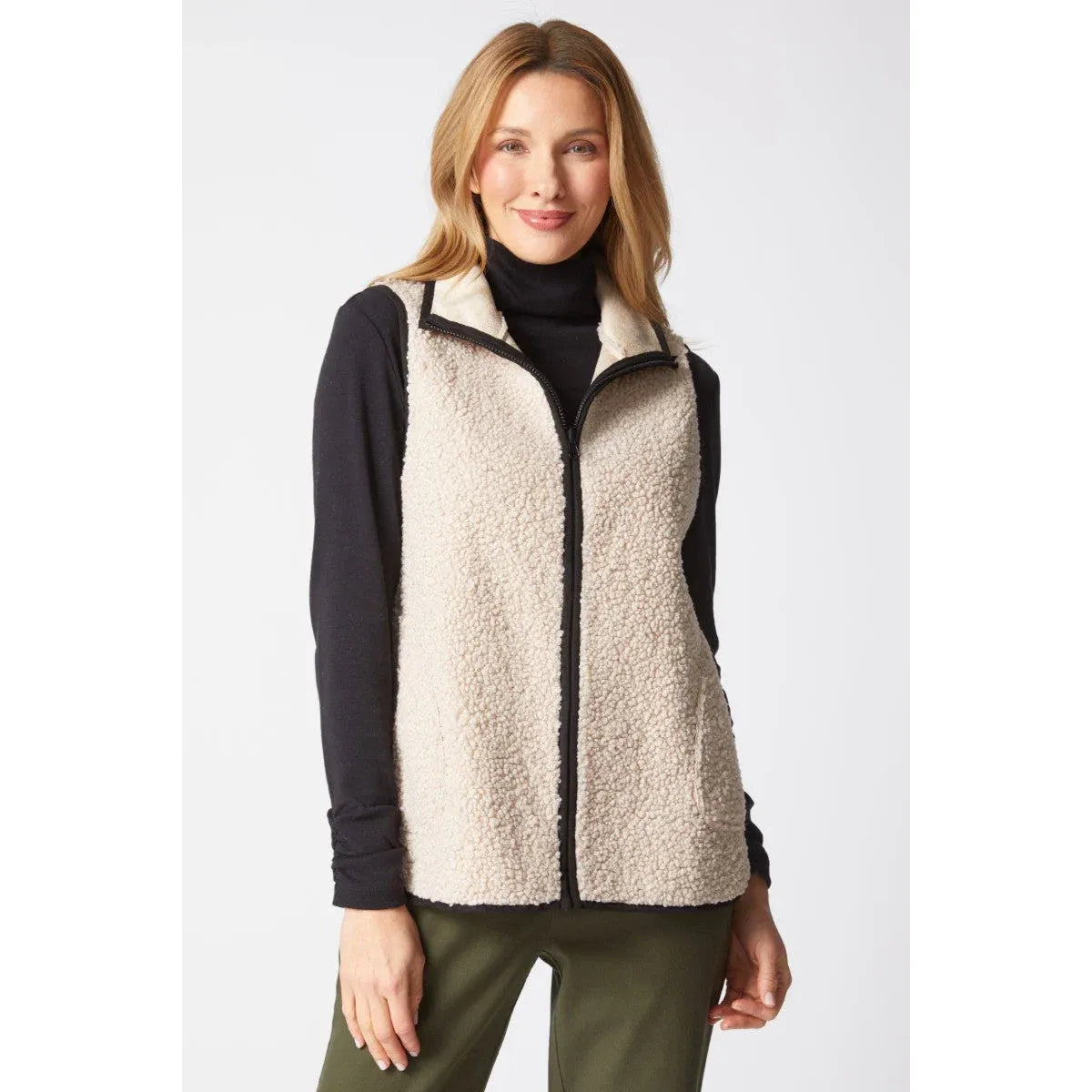 Allie Sherpa Vest - Dove - Zinnias Gift Boutique