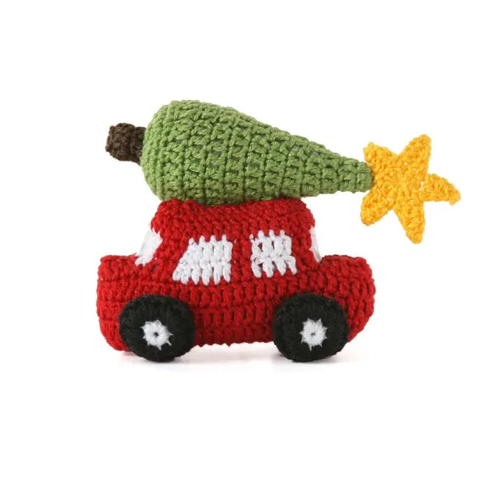 Crochet Car w/Christmas Tree - Zinnias Gift Boutique