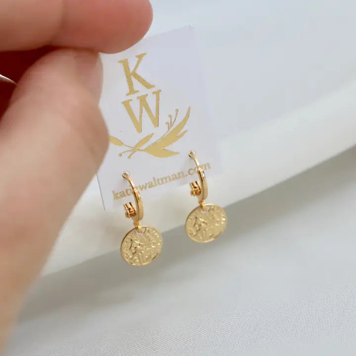 Petite Coin Huggie Earrings Gold - Zinnias Gift Boutique