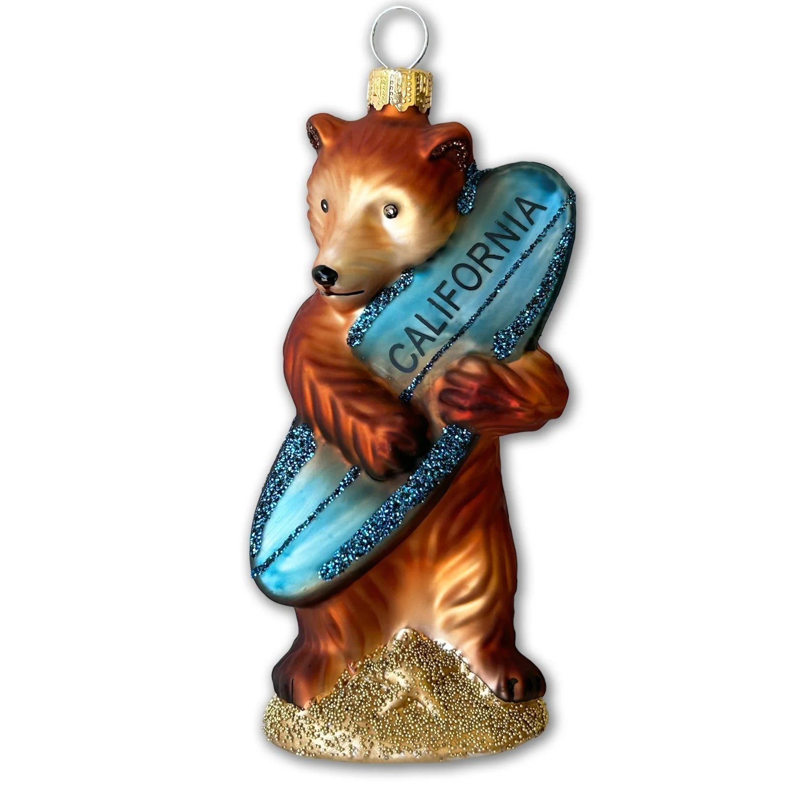 California Surf Bear Hug Glass Mold Ornament - Zinnias Gift Boutique