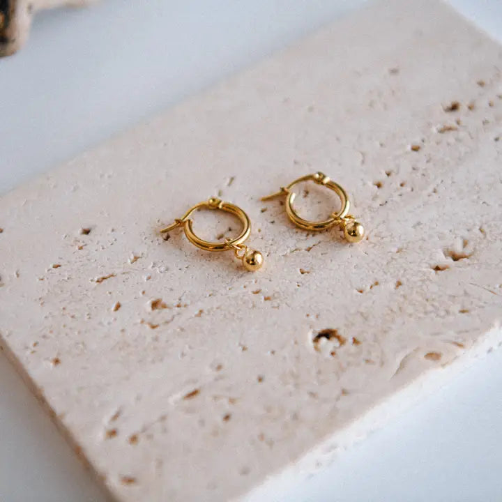 Seaside Glow Gold Ball Hoop Earrings - Zinnias Gift Boutique