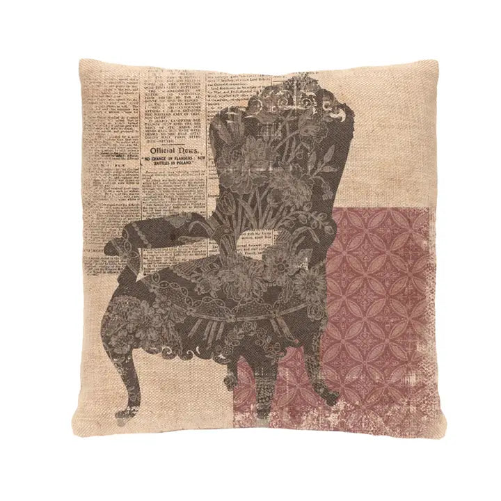 Vintage Silhouettes Chair 18x18 Pillow Cover Natural - Zinnias Gift Boutique