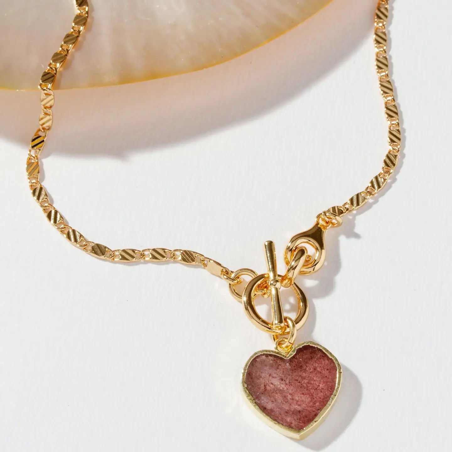 Self Love Toggle Necklace - Strawberry Quartz - Zinnias Gift Boutique