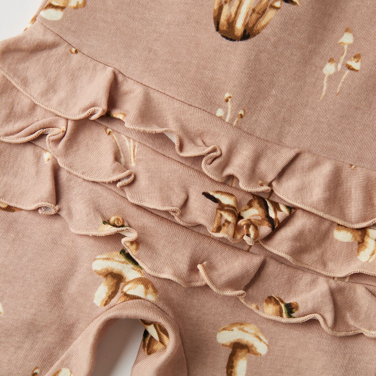 Organic Cotton Ruffle Footed Romper Mushroom - Zinnias Gift Boutique