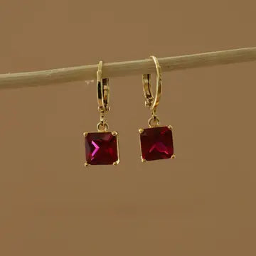 Square Birthstone Huggies - Zinnias Gift Boutique