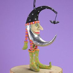 Patience Brewster Halloween  Mini Bat Moon Ornament - Zinnias Gift Boutique