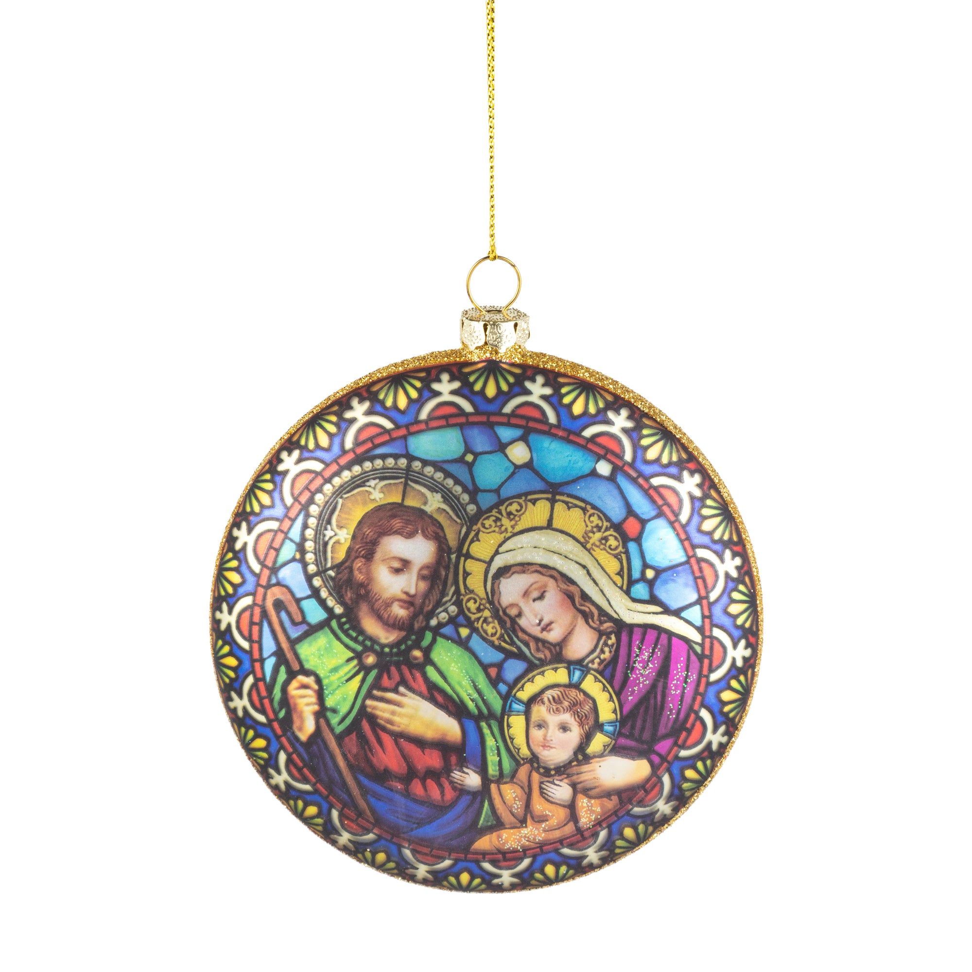 Nativity Disk Ornament, Stained - Zinnias Gift Boutique