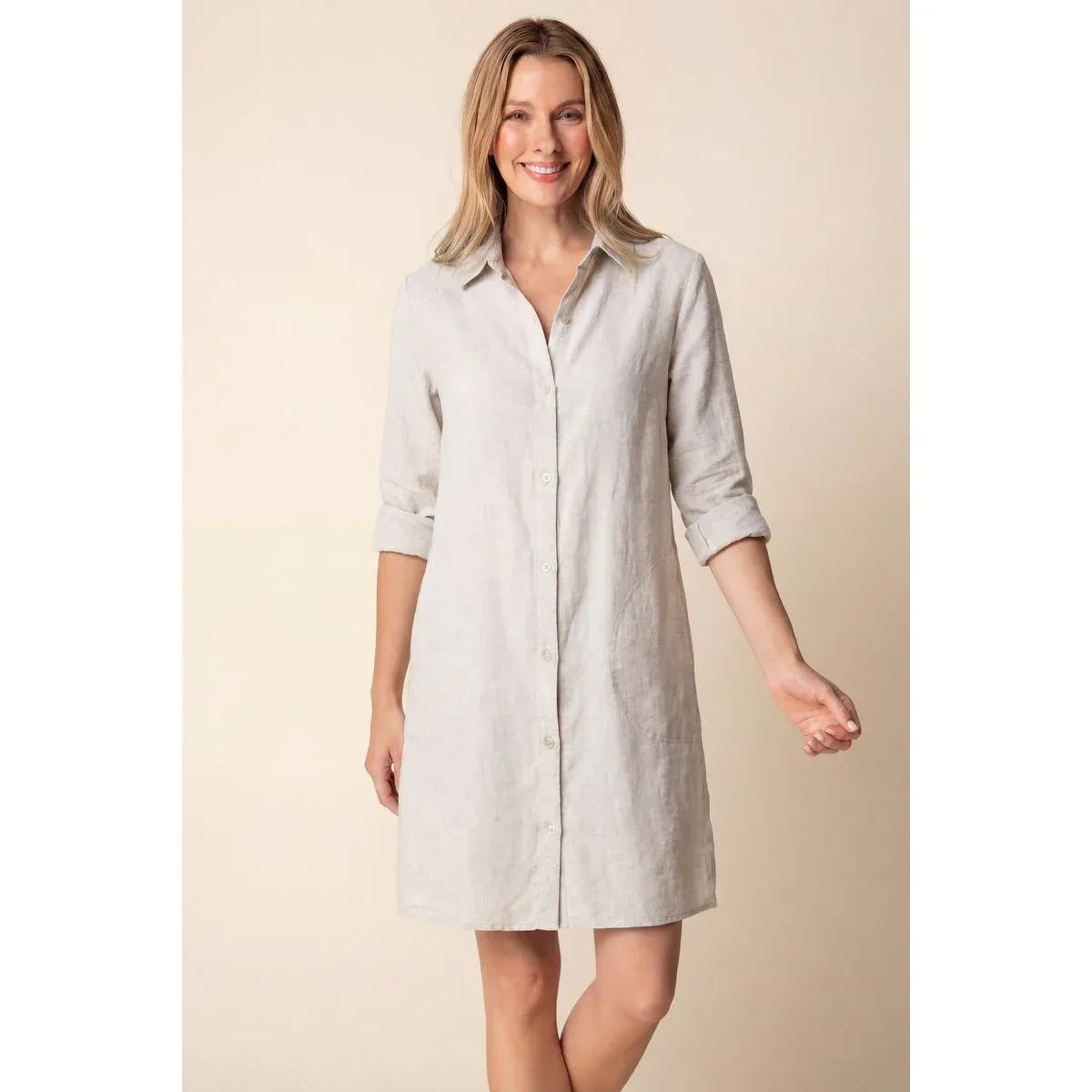 Solid Linen Shirt Dress - Zinnias Gift Boutique