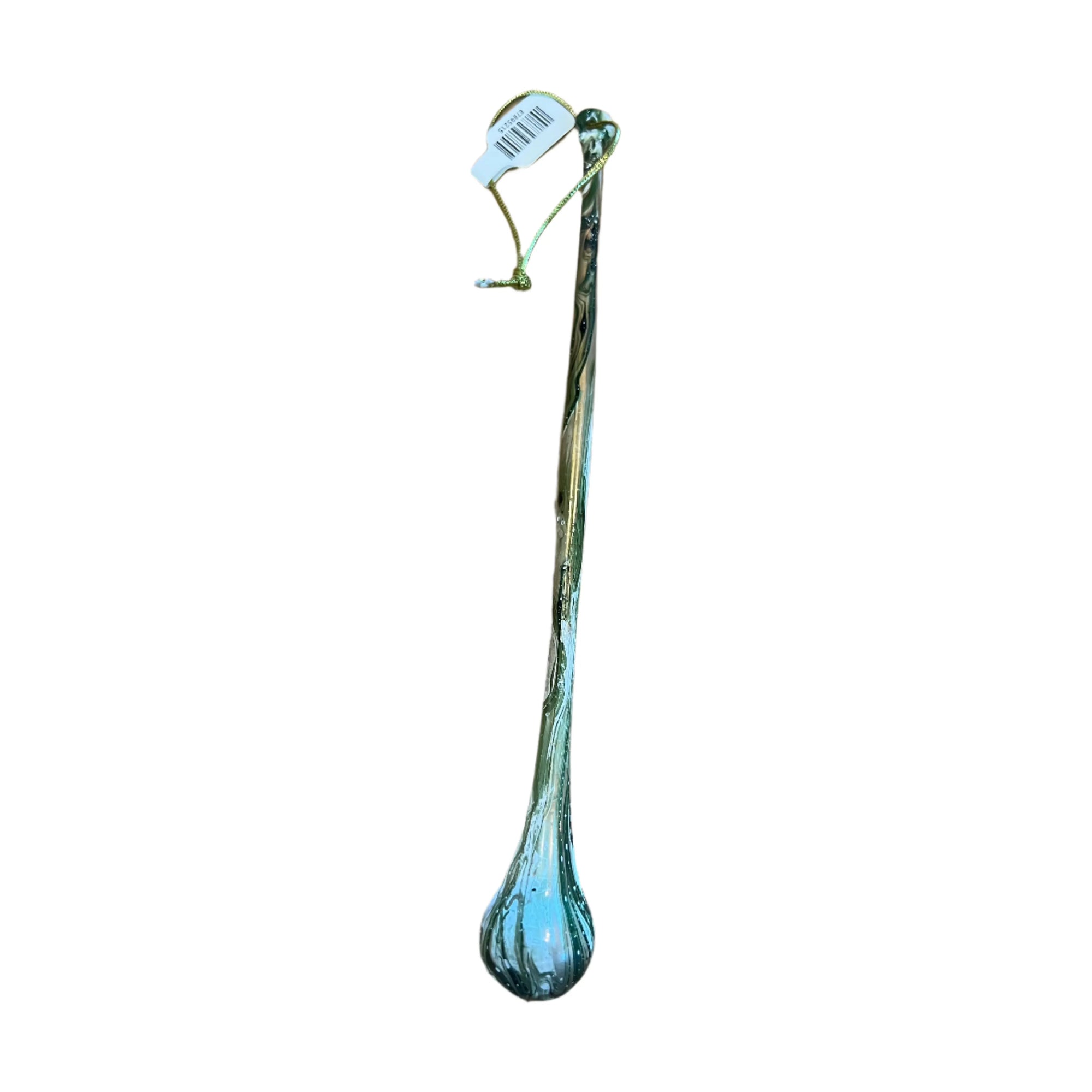 glass drop ornament gold dark green marbelized - Zinnias Gift Boutique