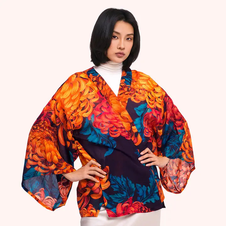 Chrysanthemum Short Kimono Jacket - Zinnias Gift Boutique