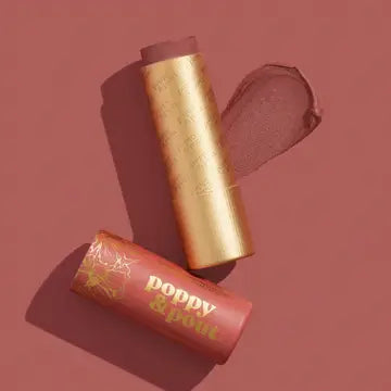 All natural lip tint by Poppy & Pout showing the tinted lips in a close-up shot.