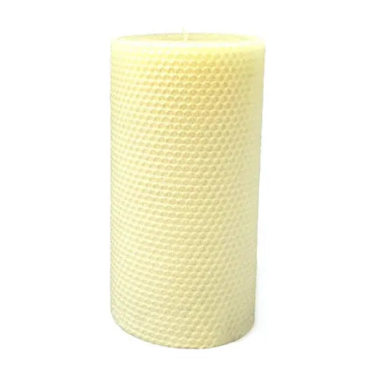 Beeswax Rolled 8 x 4 Pillar - Zinnias Gift Boutique