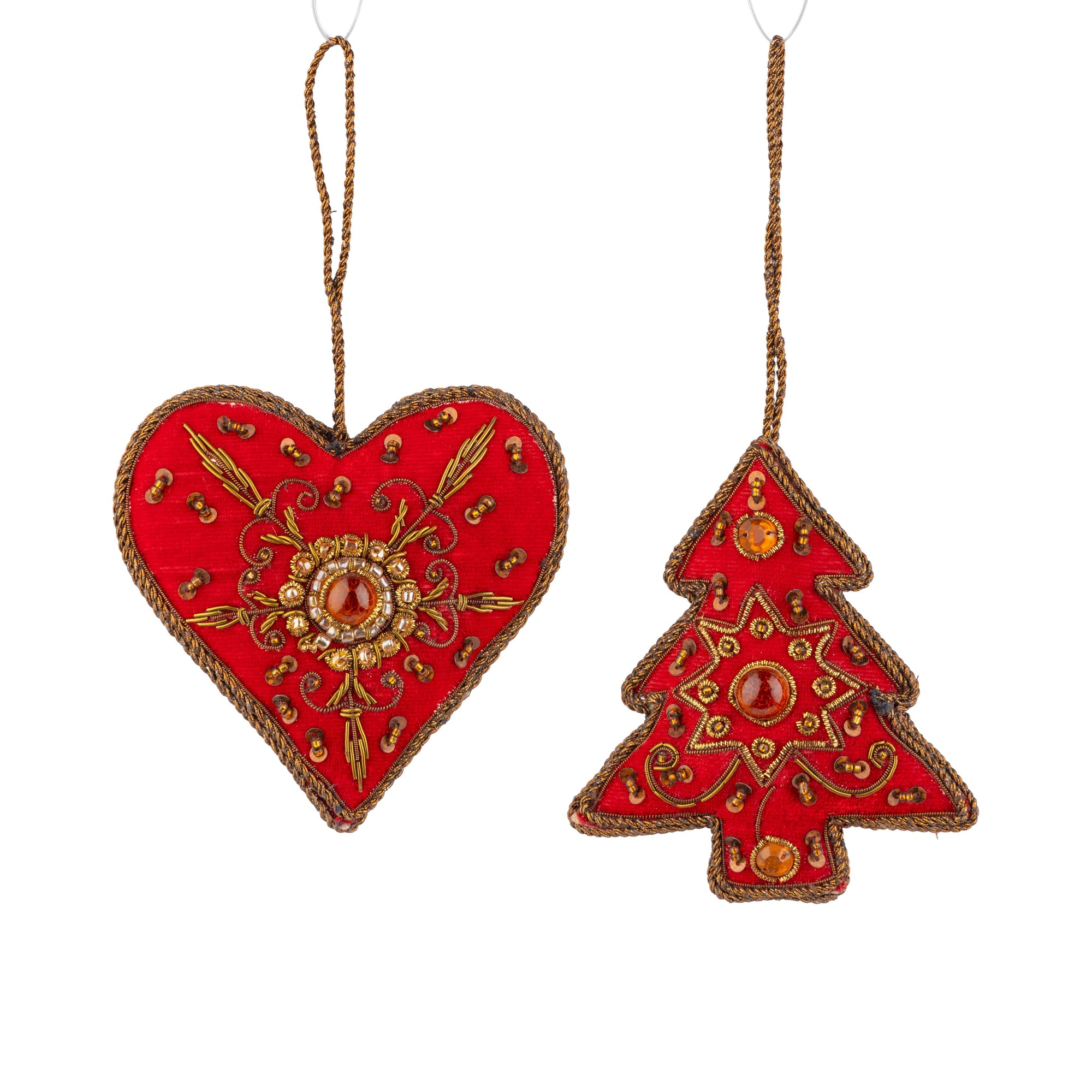 Fabric Red w/gold Ornament - Zinnias Gift Boutique
