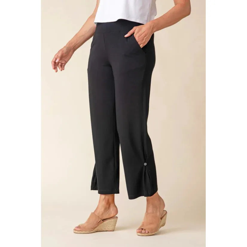 Core Travel Side Pleat Pant - Black - Zinnias Gift Boutique