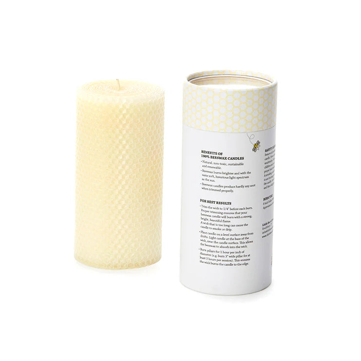 Beeswax Rolled 6 x 3 Pillar - Zinnias Gift Boutique