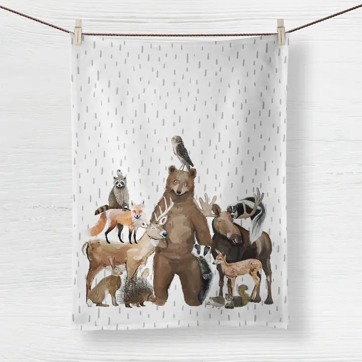 New Woodland Tea Towel - Zinnias Gift Boutique