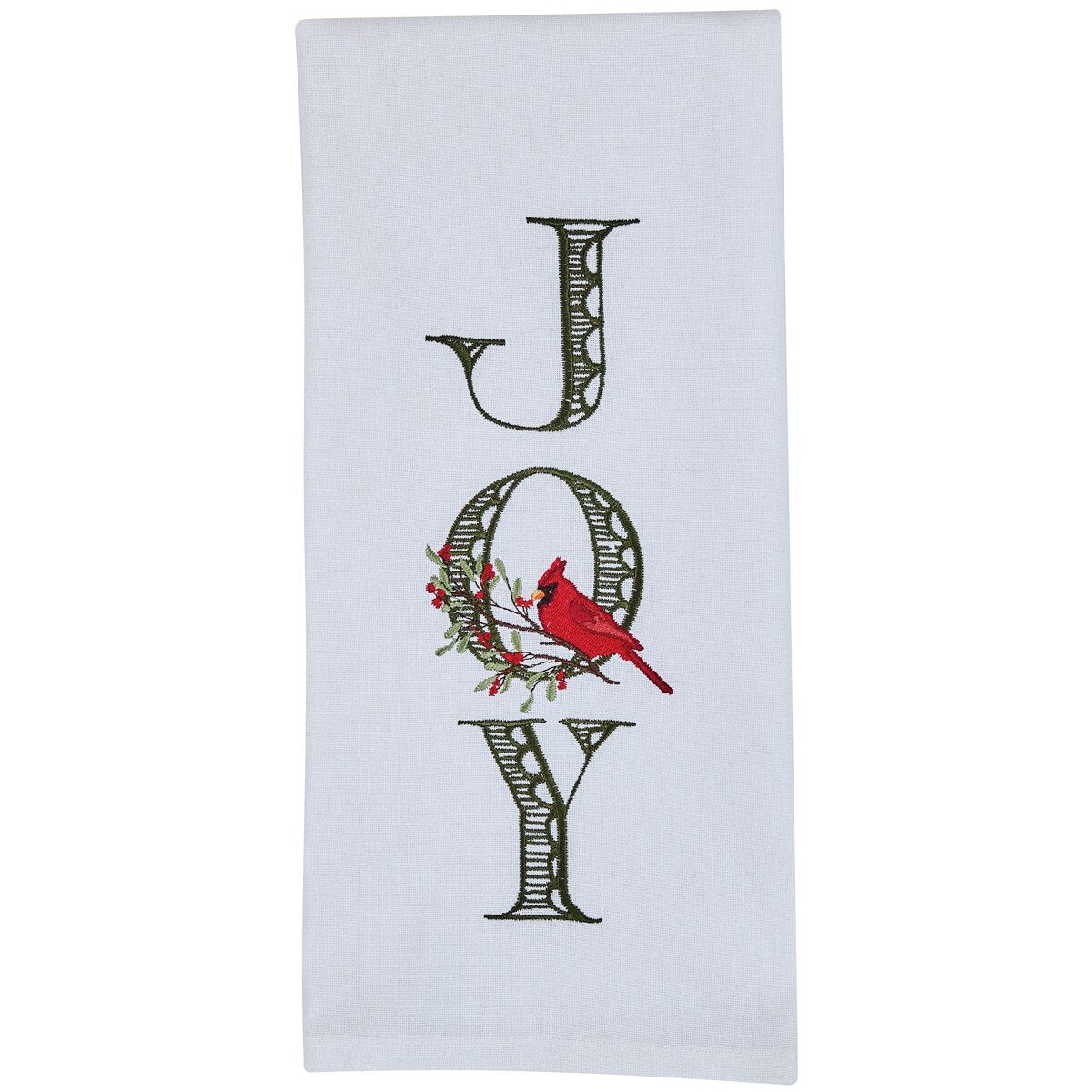 Joy With Cardinal Dishtowel - Zinnias Gift Boutique