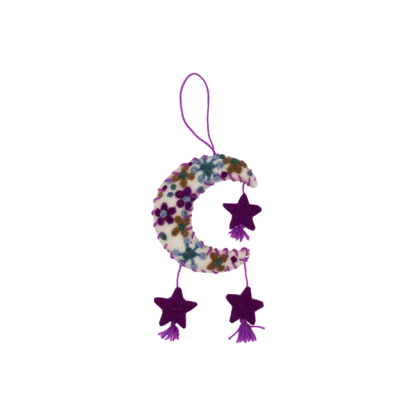 Celestial Moon Felt Charm Pure Wool Home Ornament - Zinnias Gift Boutique