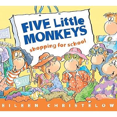 Five Little Monkeys Shopping For School boardbook - Zinnias Gift Boutique