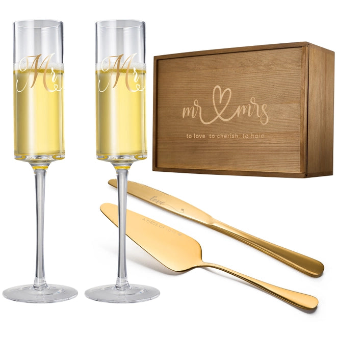 Mr & Mrs Champagne Flutes Gift Set - Zinnias Gift Boutique