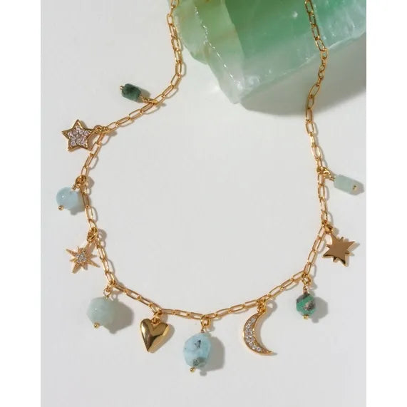 Blue Skies Gemstone Charm Necklace