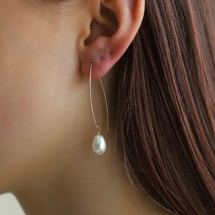 Freshwater Pearl Drop Earrings - Gold - Zinnias Gift Boutique