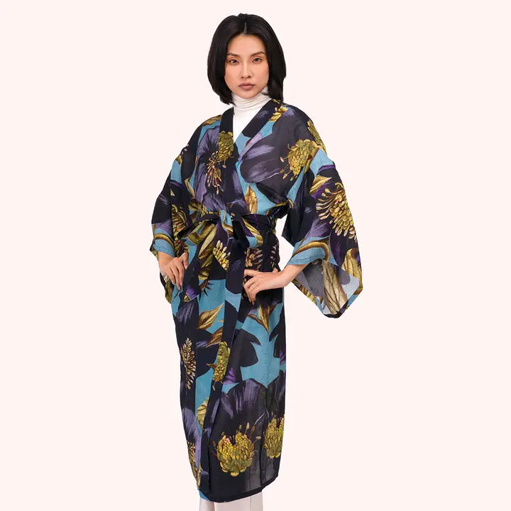 Hellebore Long Kimono Gown - Zinnias Gift Boutique