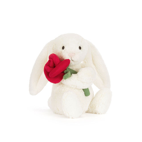 Cream Bunny with Rose - Zinnias Gift Boutique