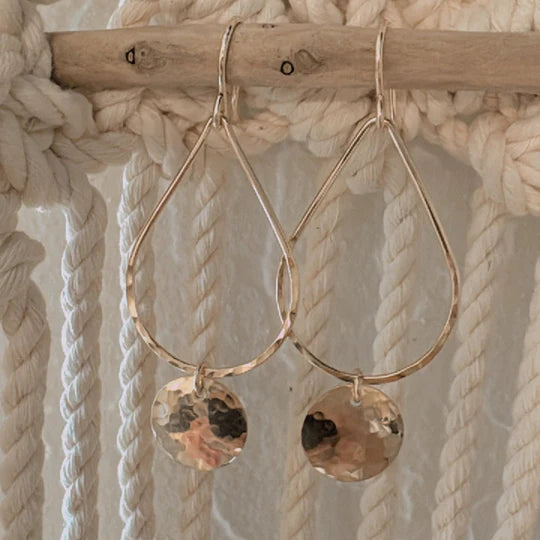 Sunburst Tear Drop Coin Dangle Earring