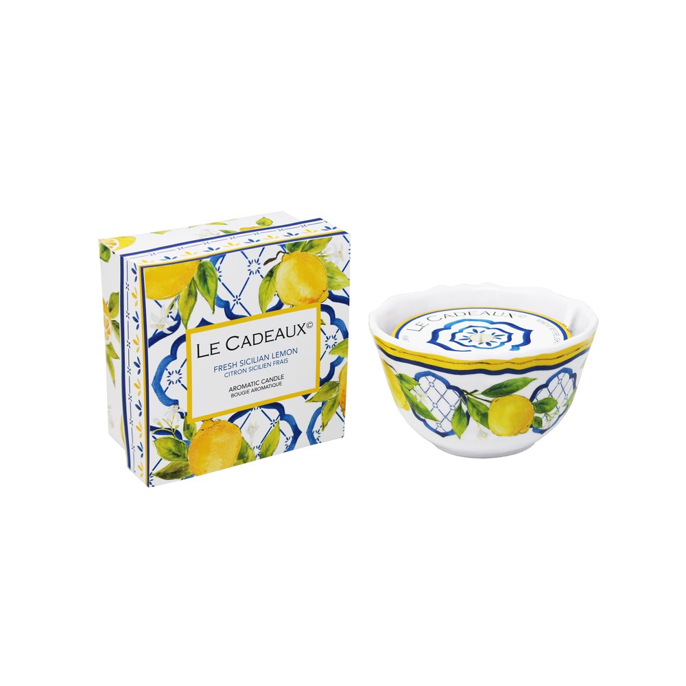 Fresh Sicilian Lemon Fragrance Candle 8.8 oz in Decorative Bowl - Zinnias Gift Boutique