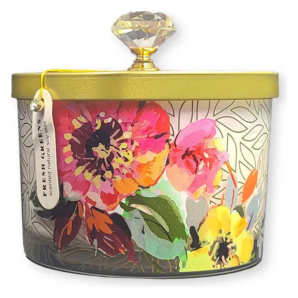 Fresh Greens Floral Wrapped candle - Zinnias Gift Boutique