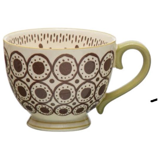 10 oz. Stoneware Mug w/ Pattern - Zinnias Gift Boutique