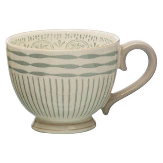 10 oz. Stoneware Mug w/ Pattern - Zinnias Gift Boutique