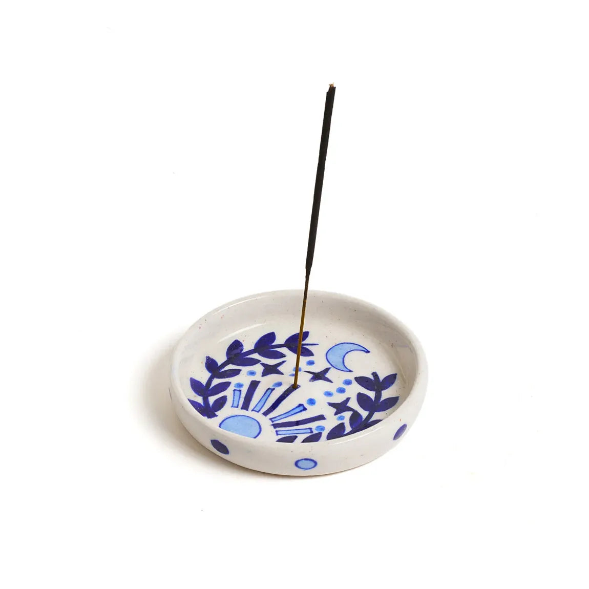 Round Incense Holder Blue & White - Zinnias Gift Boutique