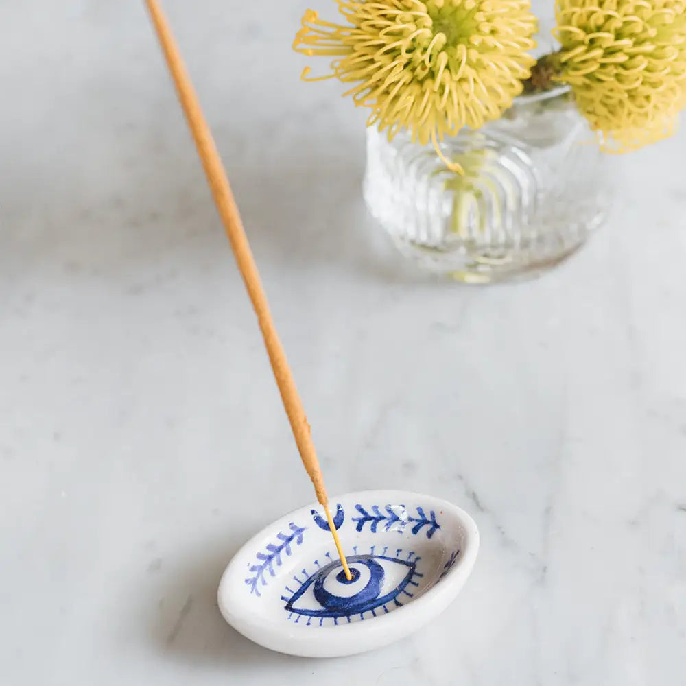 Evil Eye Incense Holder Blue White - Zinnias Gift Boutique