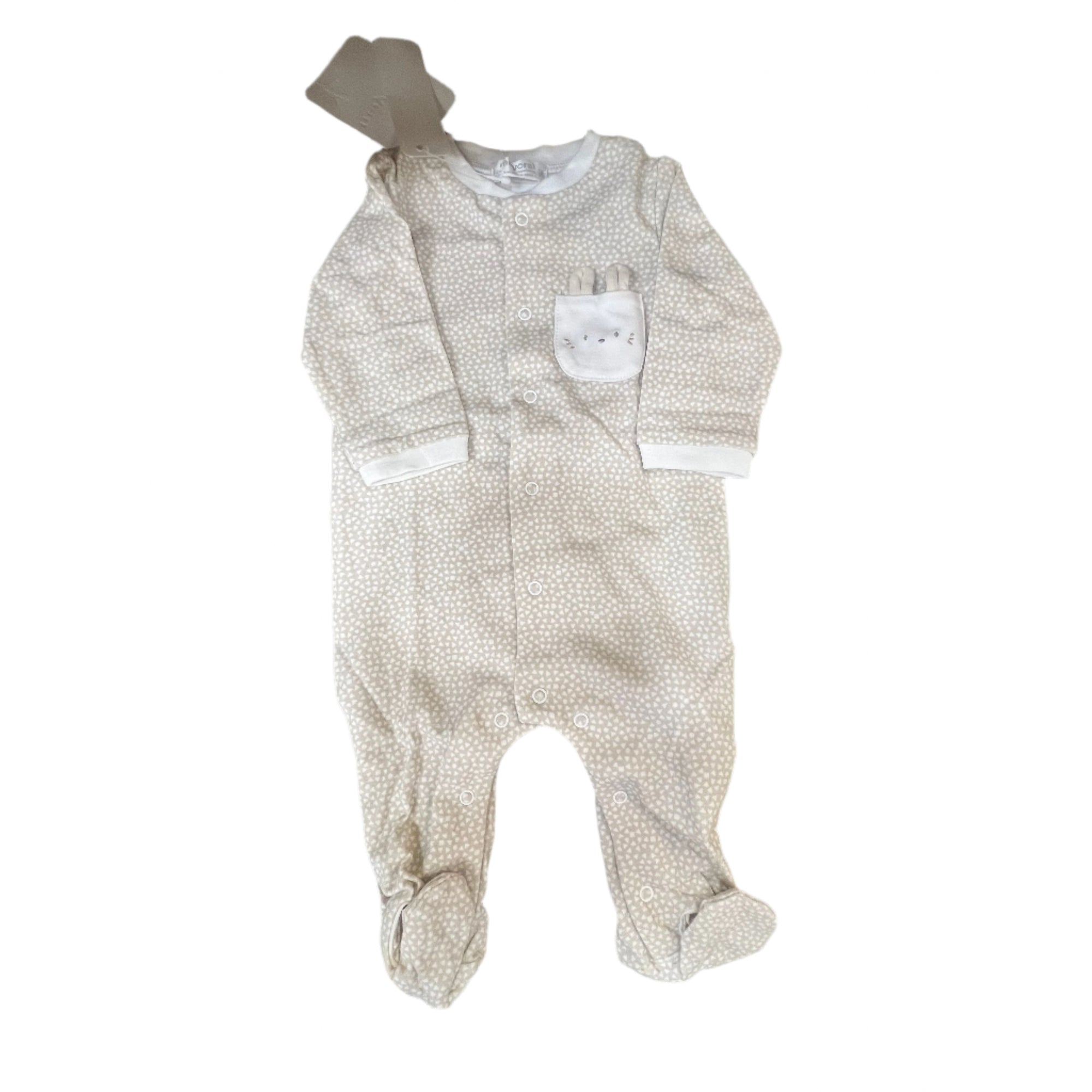 Neutral Tan Footie Bunny head applique - Zinnias Gift Boutique