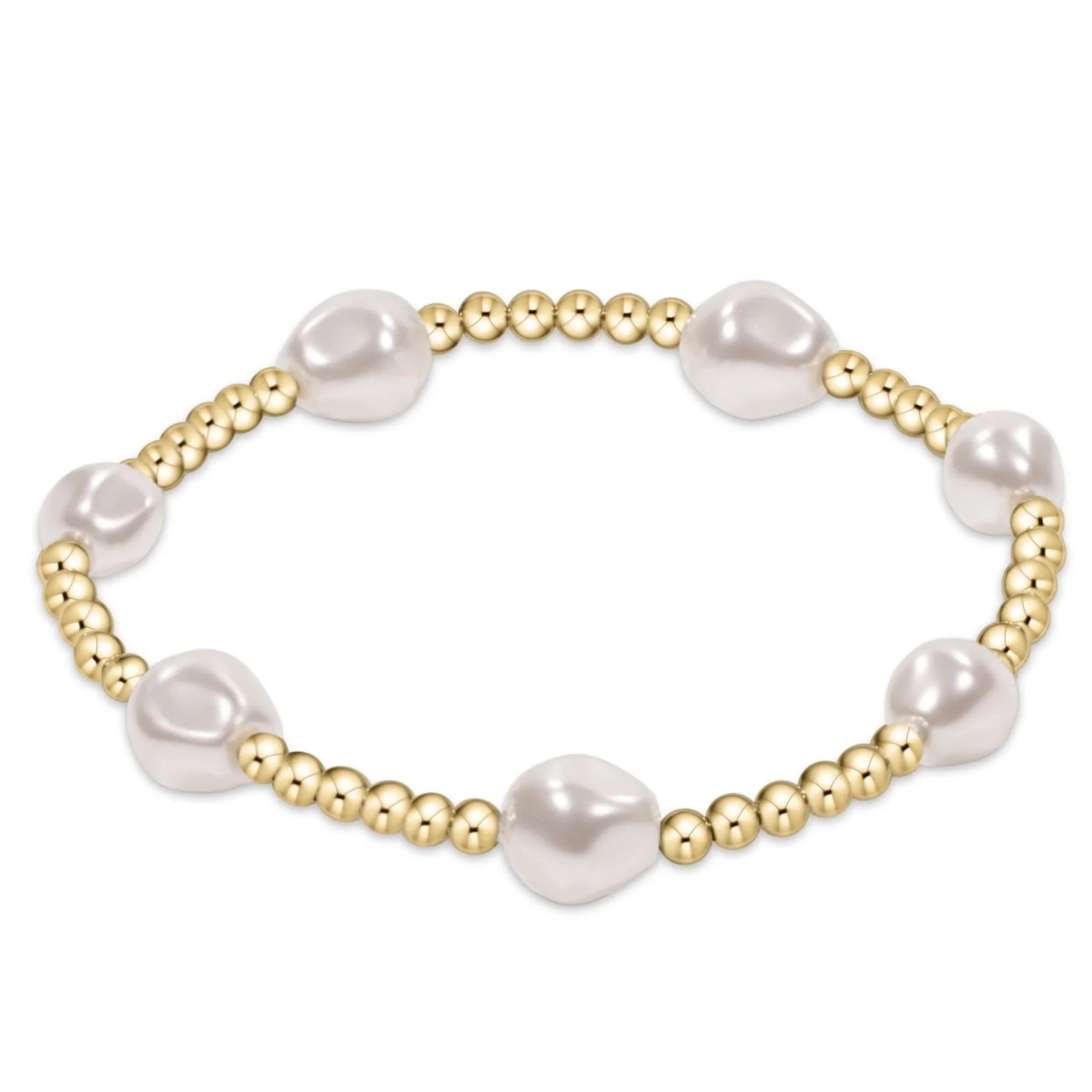 admire gold 3mm bead bracelet - pearl - Zinnias Gift Boutique