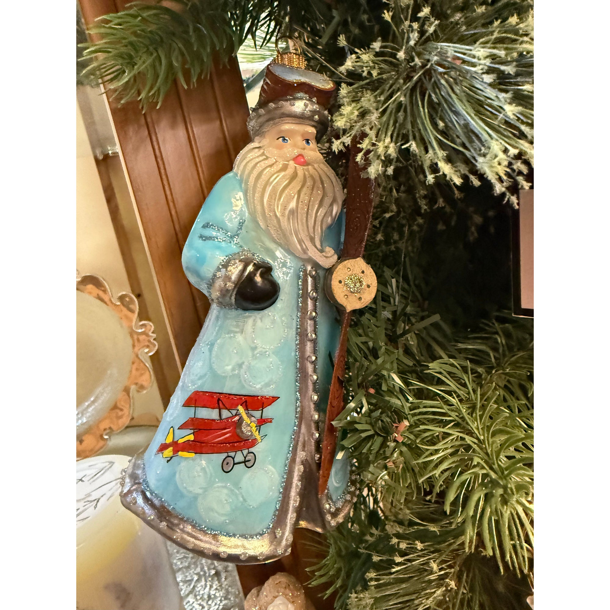 Hand Crafted Painted Glitterazzi Santa - Zinnias Gift Boutique