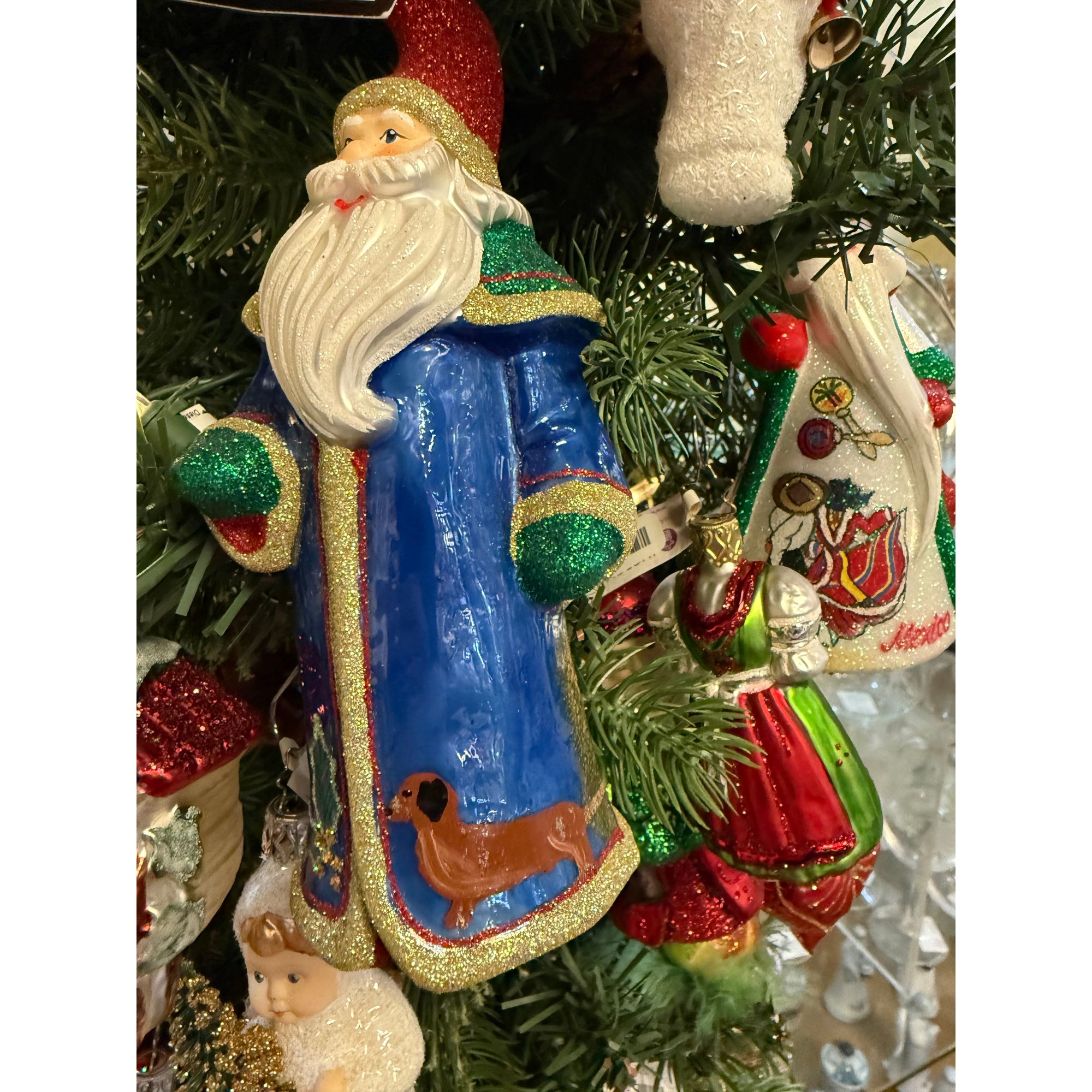 Hand Crafted Painted Glitterazzi Santa - Zinnias Gift Boutique