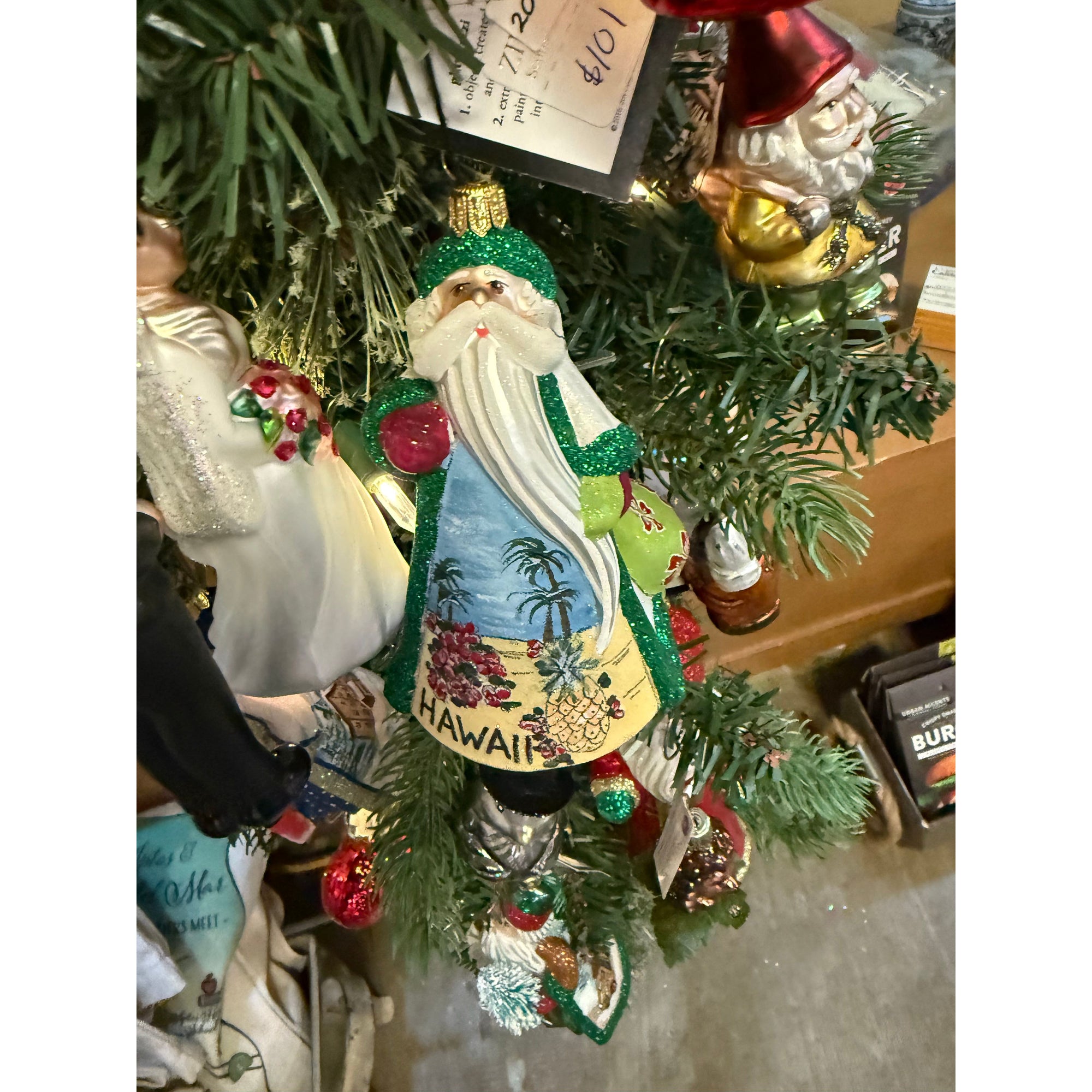 Hand Crafted Painted Glitterazzi Santa - Zinnias Gift Boutique