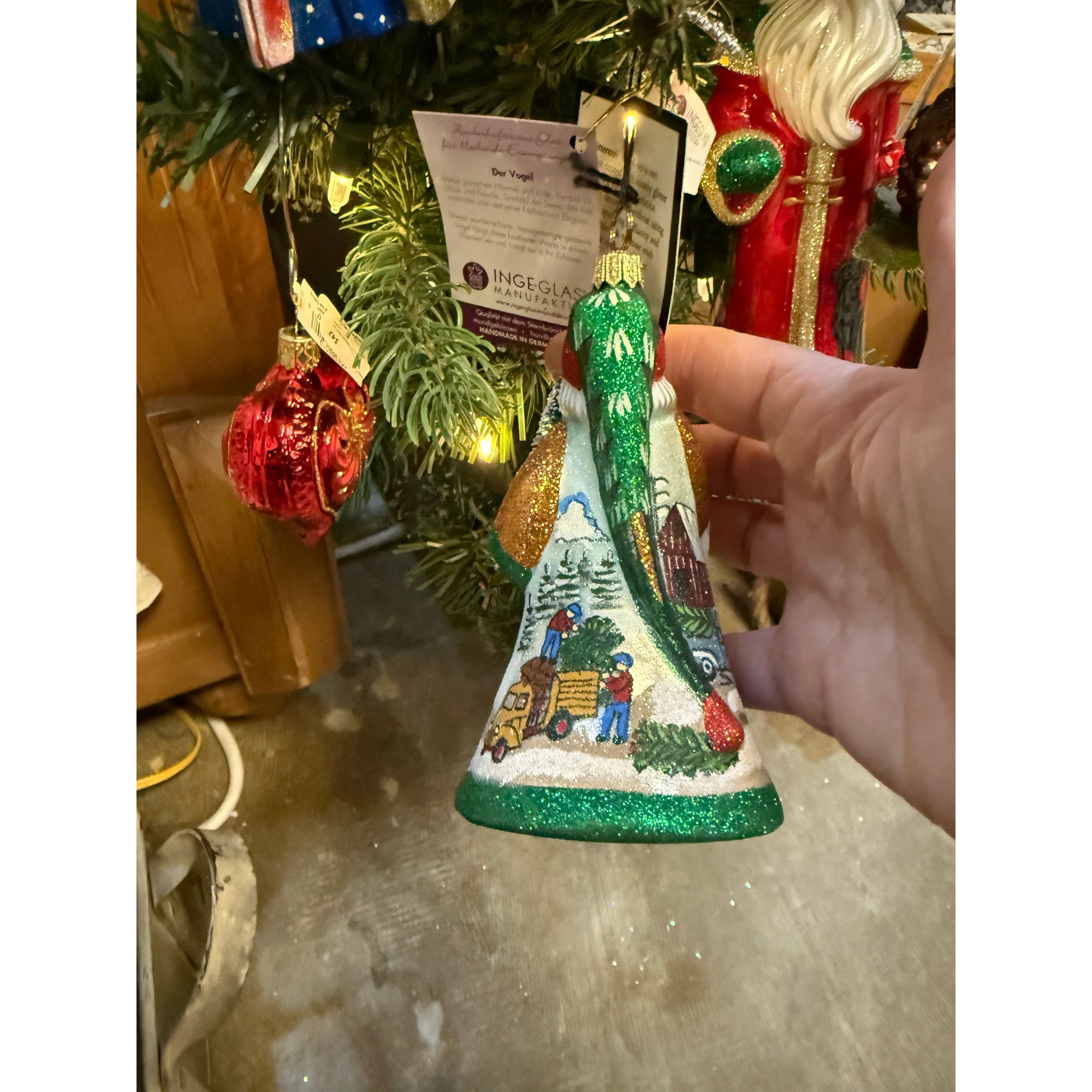 Hand Crafted Painted Glitterazzi Santa - Zinnias Gift Boutique