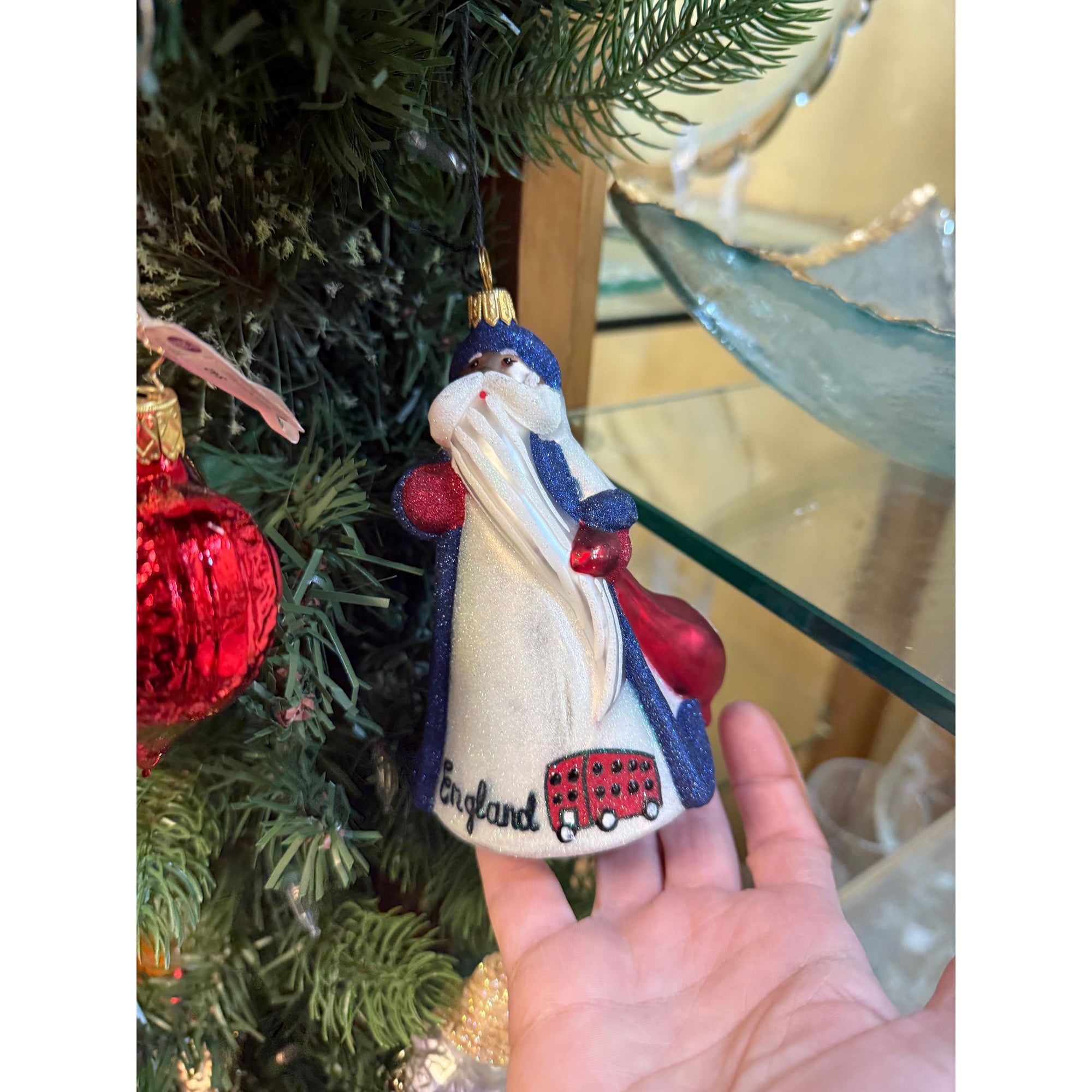 Hand Crafted Painted Glitterazzi Santa - Zinnias Gift Boutique