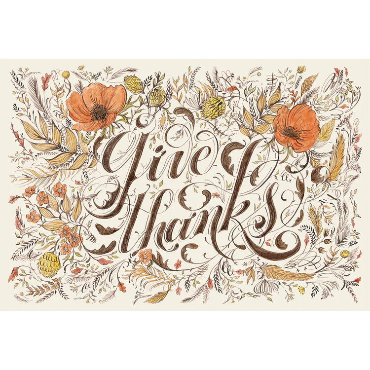 Placemat Paper Give Thanks - Zinnias Gift Boutique