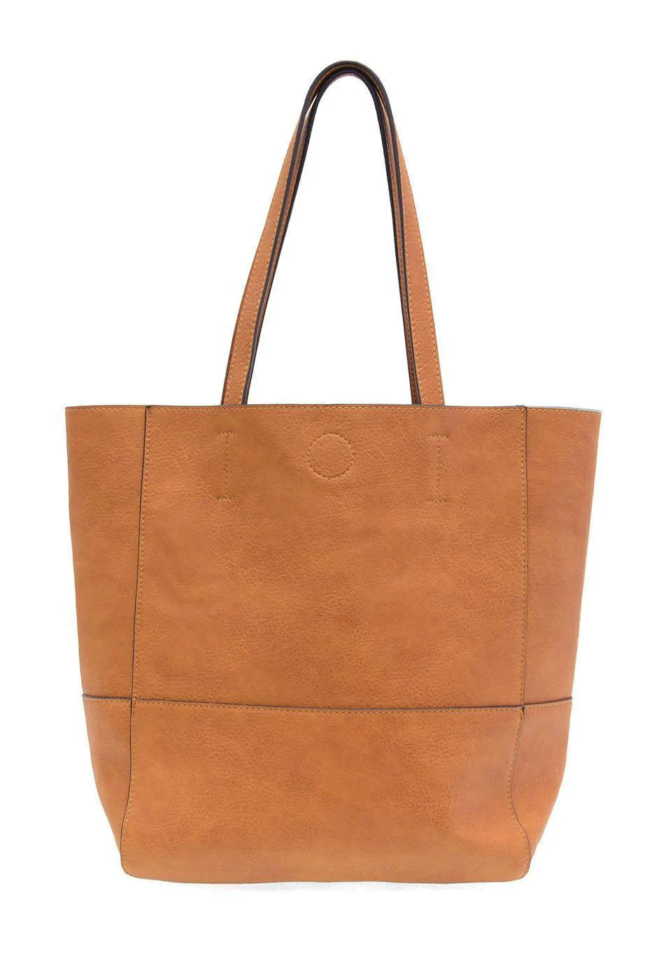 JoySusan Faith Raw Edge Tote purse with natural leather finish, featuring a minimalist design and sturdy handles.