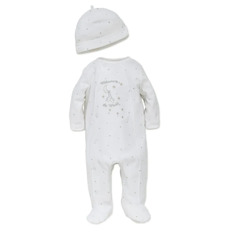 Welcome World Footie/Hat - Zinnias Gift Boutique
